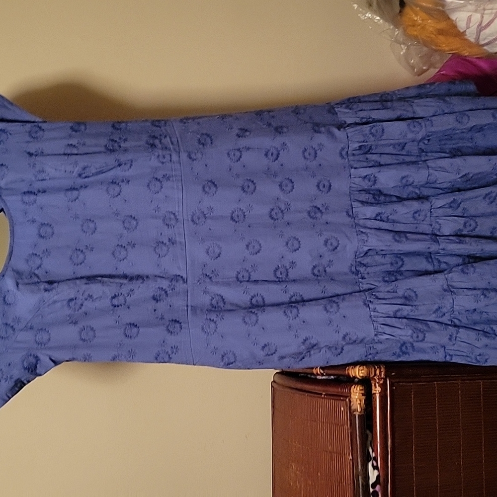 Blue dress.